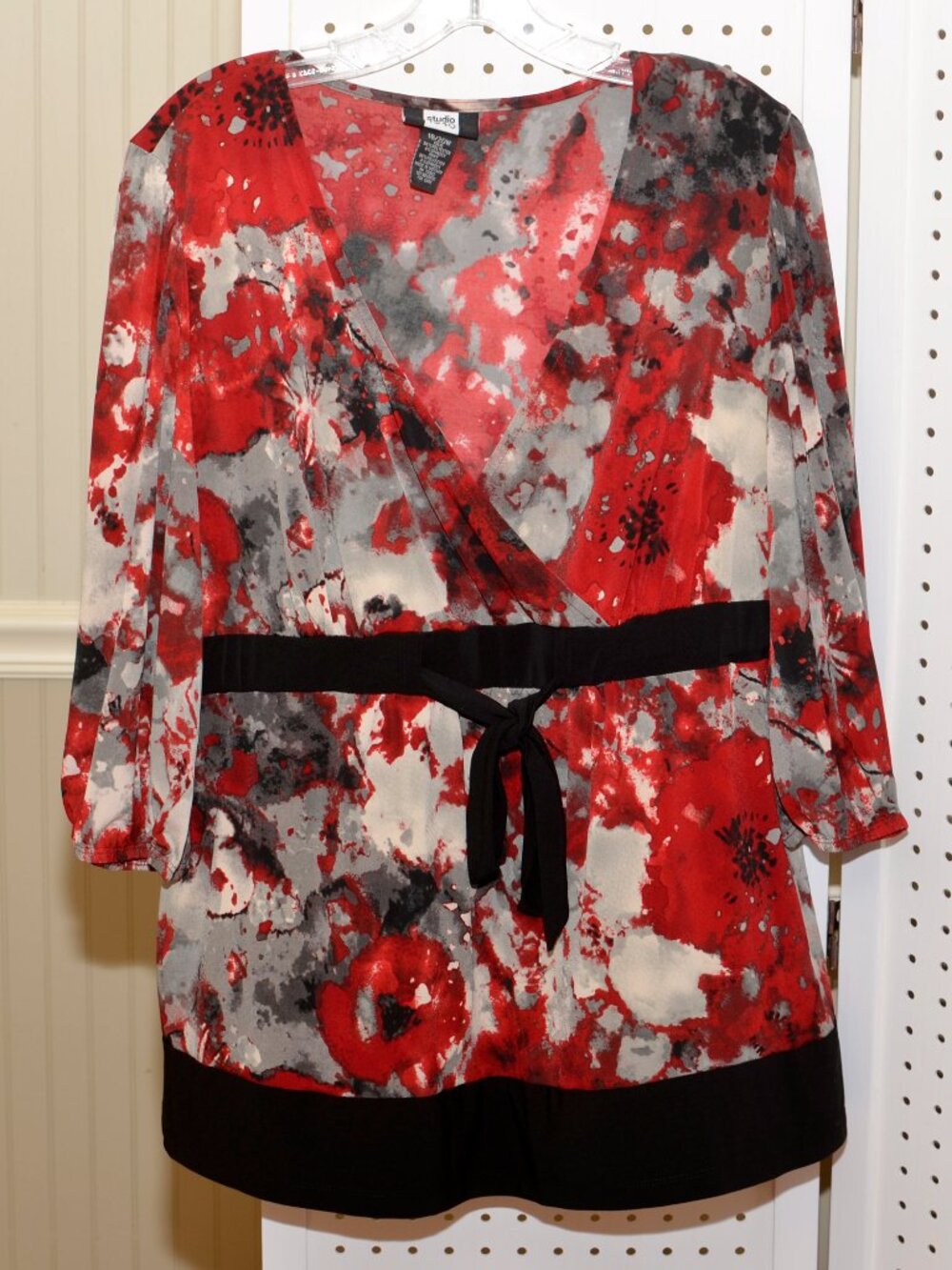 Plus Size 18/20W Studio 1940 Cato Watercolor Floral Tie Front Blouse Top